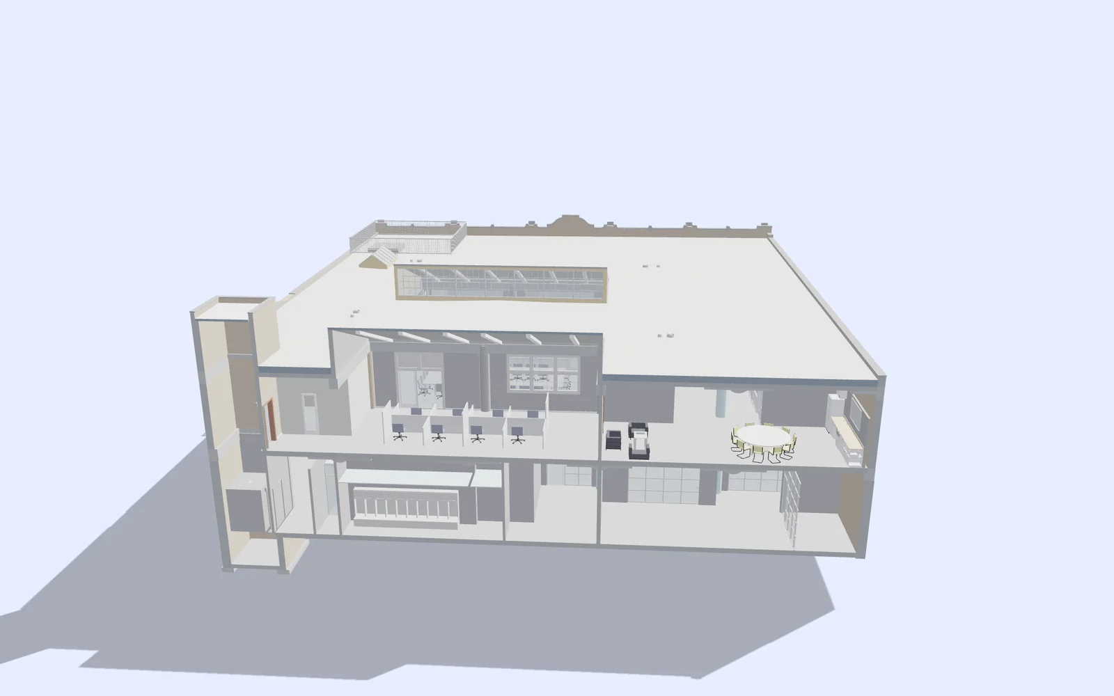 Three-dimensional view of the mixed use building model