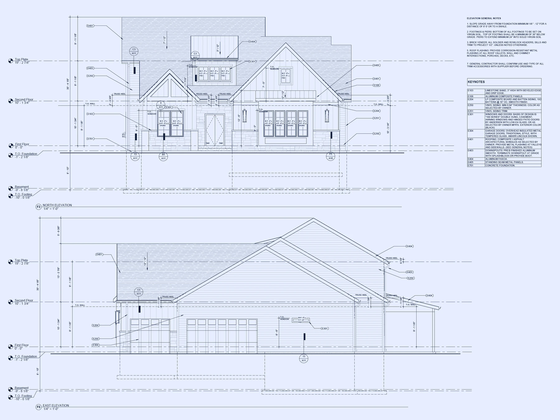 North and east elevation sheet